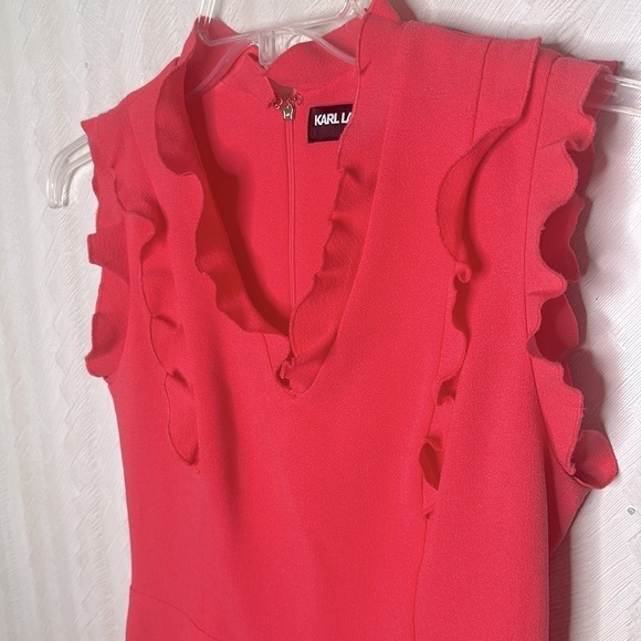 🆕 KARL LAGERFELD Paris Sleeveless Ruffle-Trim Dress size 2 - Picture 5 of 9